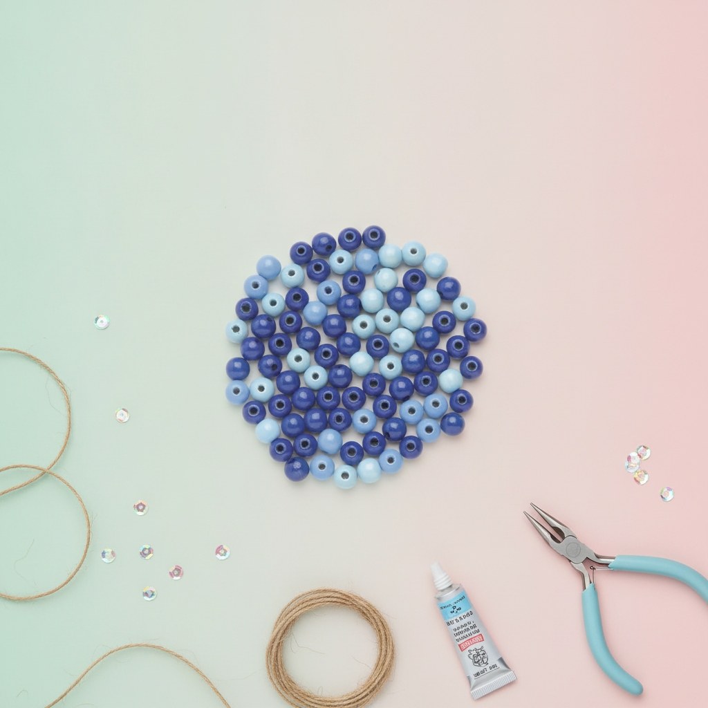 Holzperle 12mm 28St blau-mix - Kidis Art
