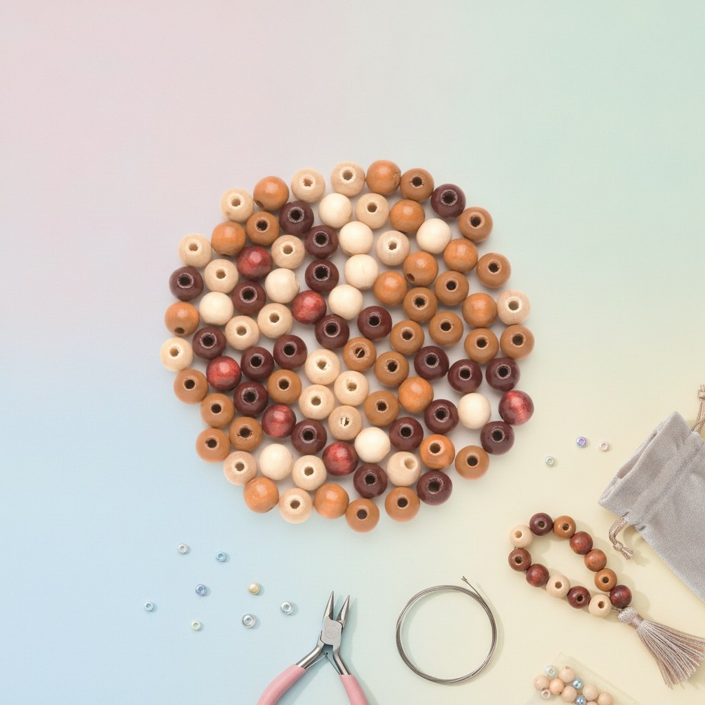 Holzperle 12mm 28St braun-mix - Kidis Art