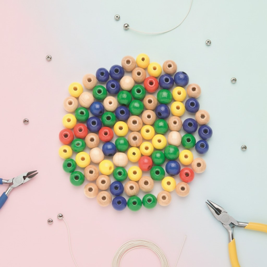Holzperle 12mm 28St bunt-mix - Kidis Art