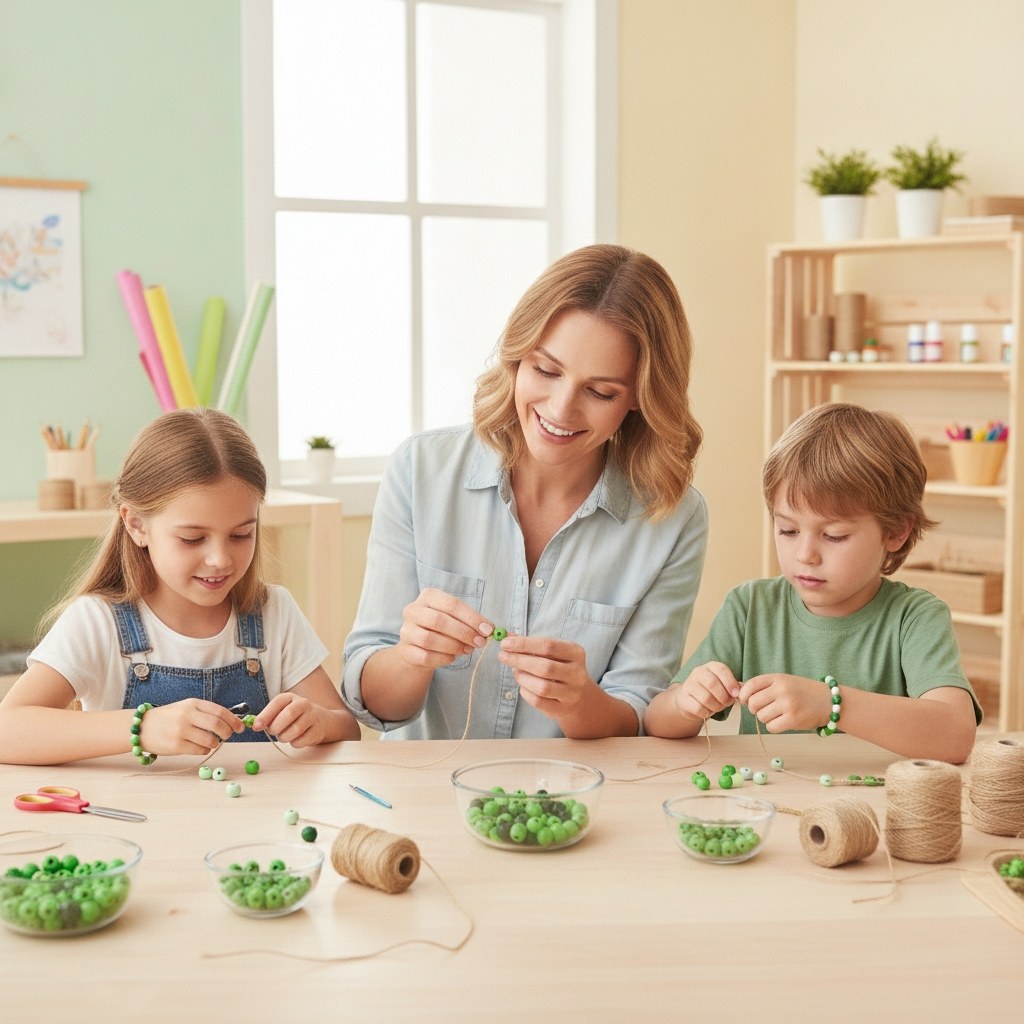 Holzperle 12mm 28St grün-mix - Kidis Art