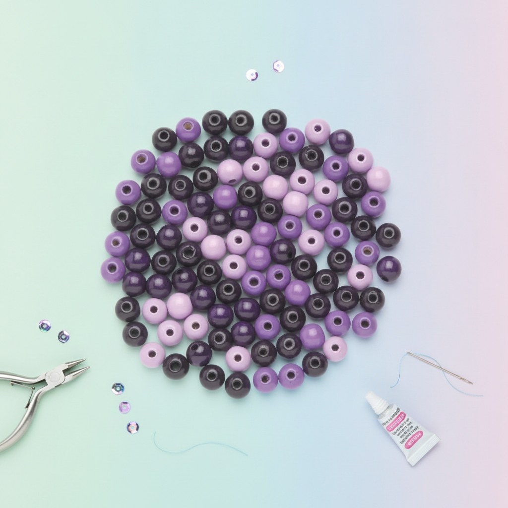 Holzperle 12mm 28St lila-mix - Kidis Art