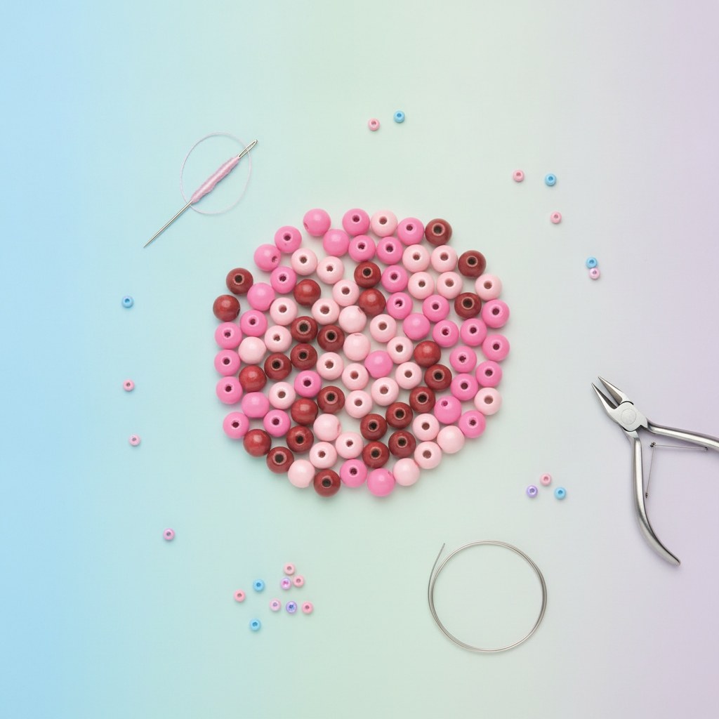 Holzperle 12mm 28St rosa-mix - Kidis Art