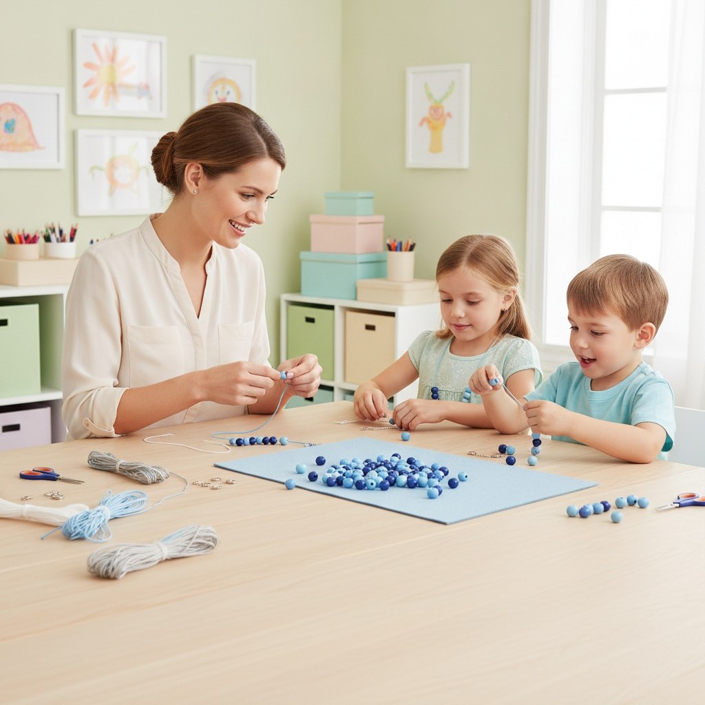 Holzperle 15mm 14St blau-mix - Kidis Art