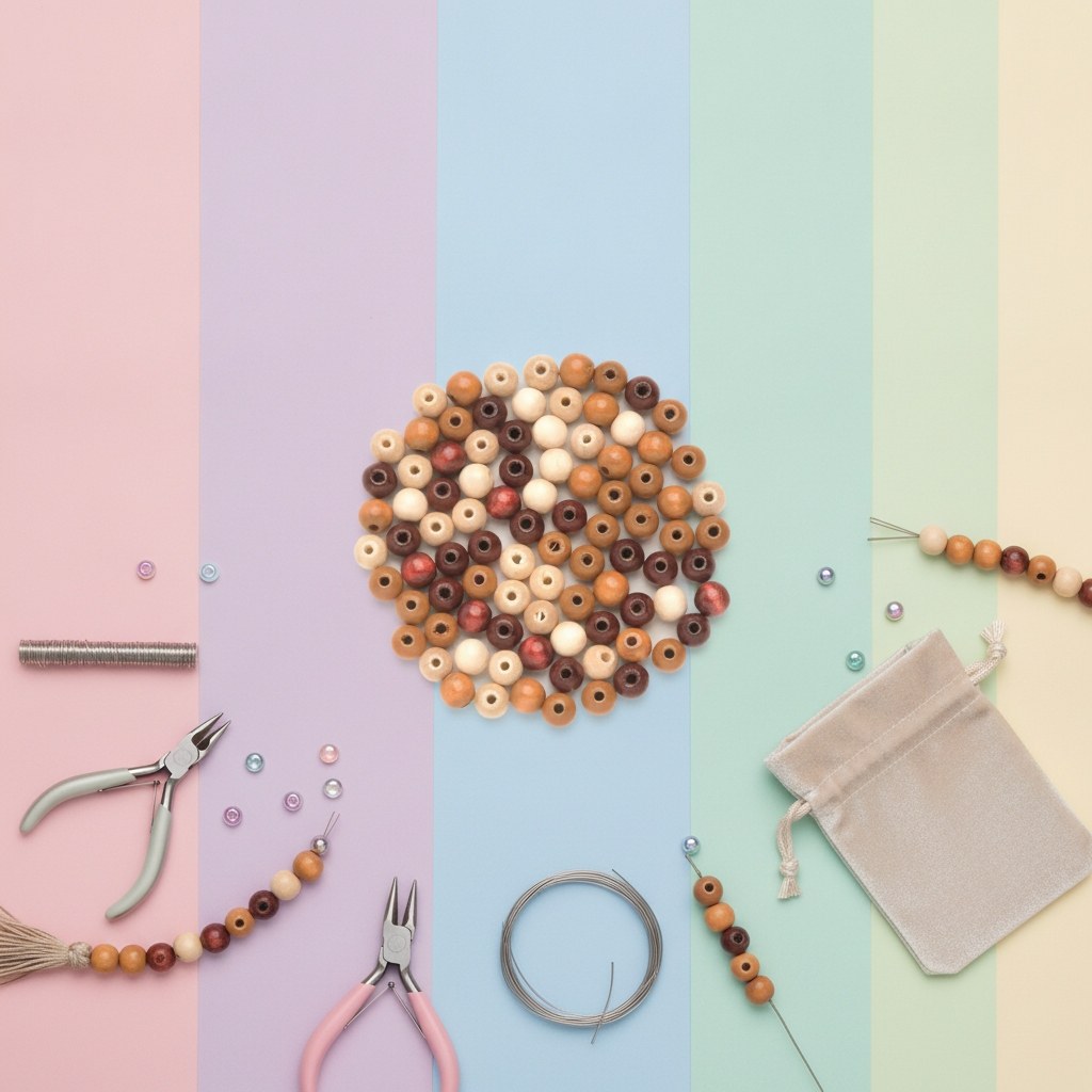 Holzperle 15mm 14St braun-mix - Kidis Art