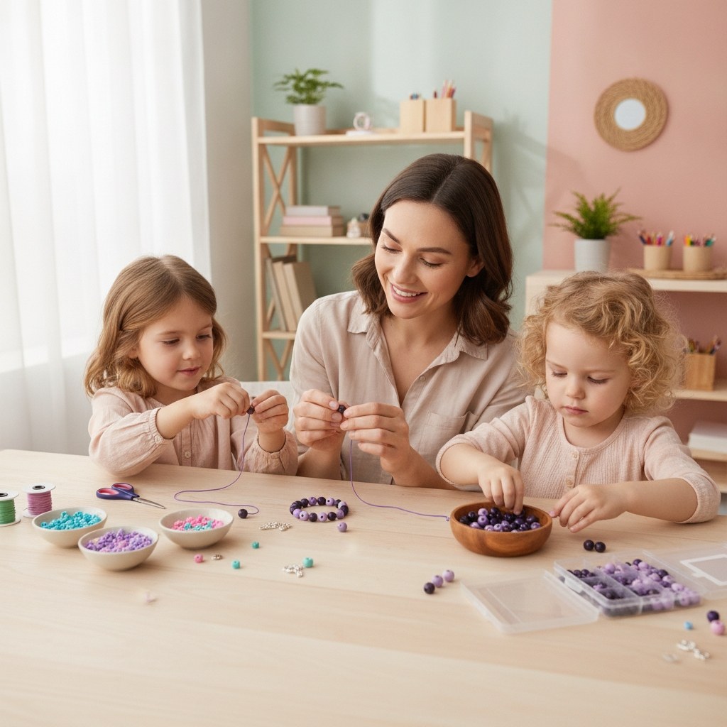 Holzperle 15mm 14St lila-mix - Kidis Art