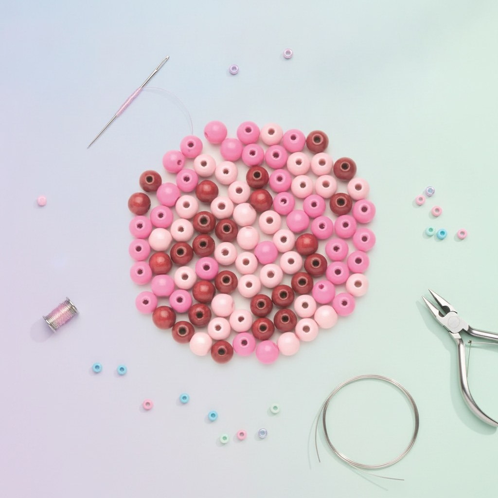 Holzperle 15mm 14St rosa-mix - Kidis Art