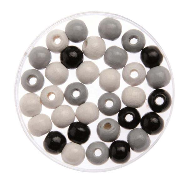 Holzperle 15mm 14St schw/weiss - Kidis Art