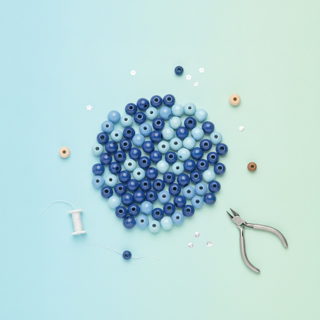 Holzperle 4mm 155St blau-mix - Kidis Art