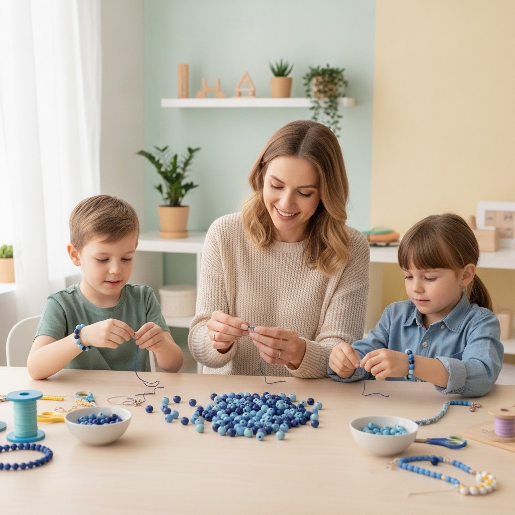 Holzperle 4mm 155St blau-mix - Kidis Art