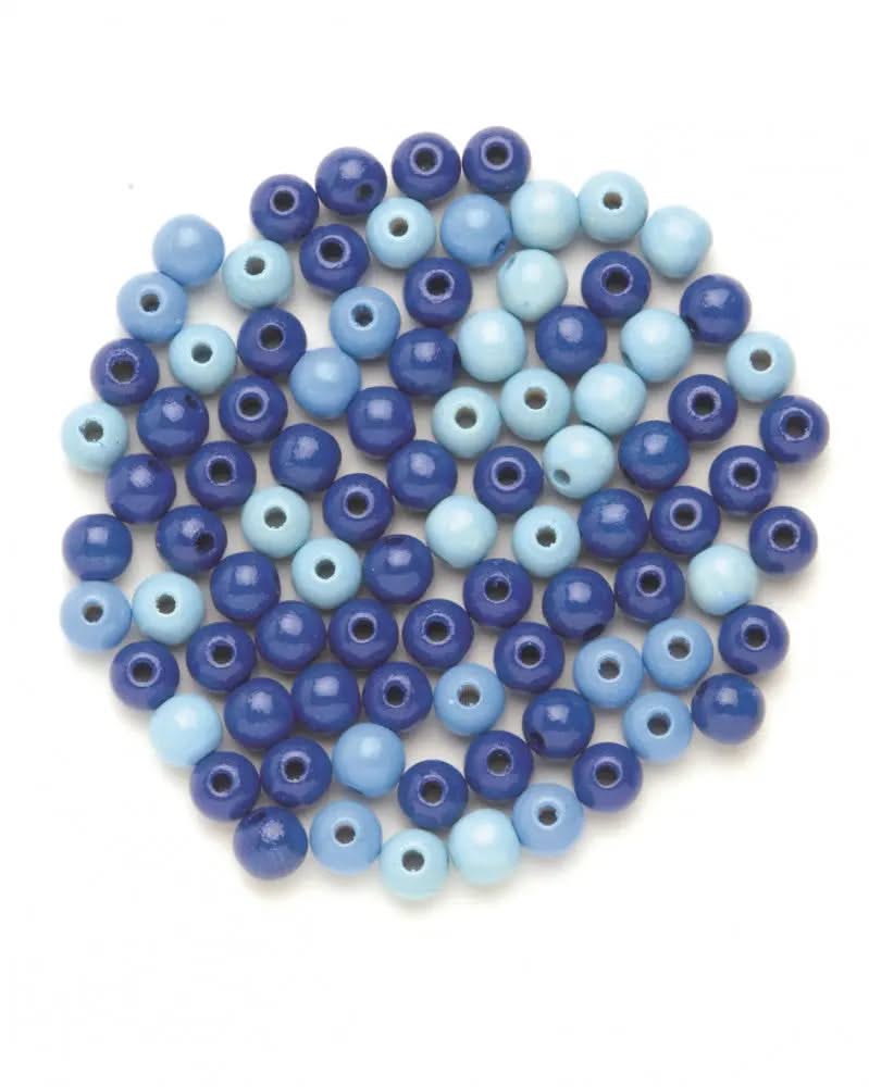 Holzperle 4mm 155St blau-mix - Kidis Art