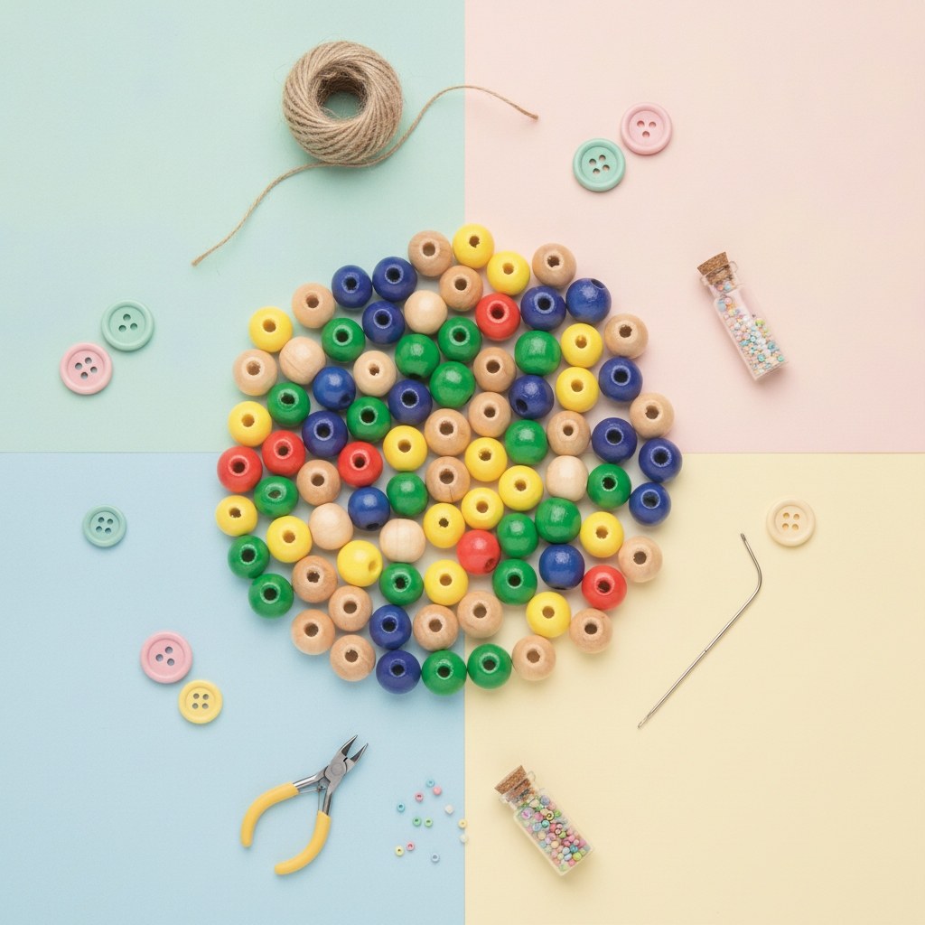 Holzperle 4mm 155St bunt-mix - Kidis Art
