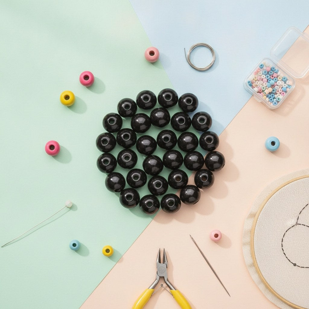 Holzperle 4mm 155St schwarz - Kidis Art