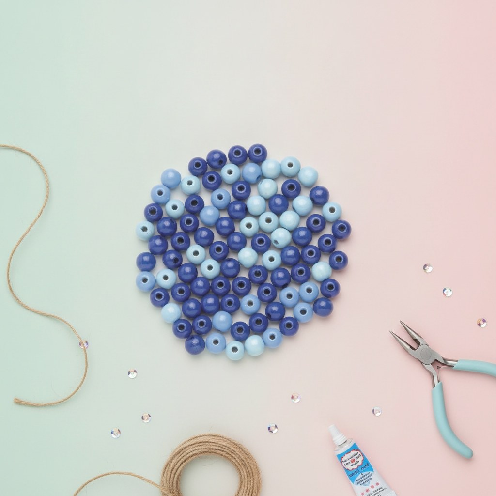 Holzperle 6mm 118St blau-mix - Kidis Art