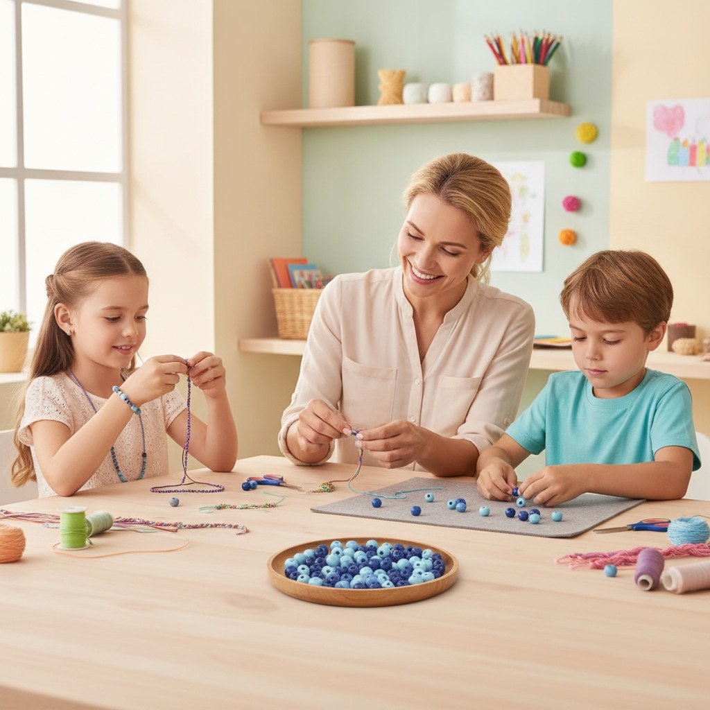 Holzperle 6mm 118St blau-mix - Kidis Art