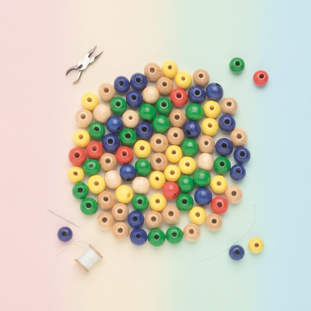 Holzperle 6mm 118St bunt-mix - Kidis Art