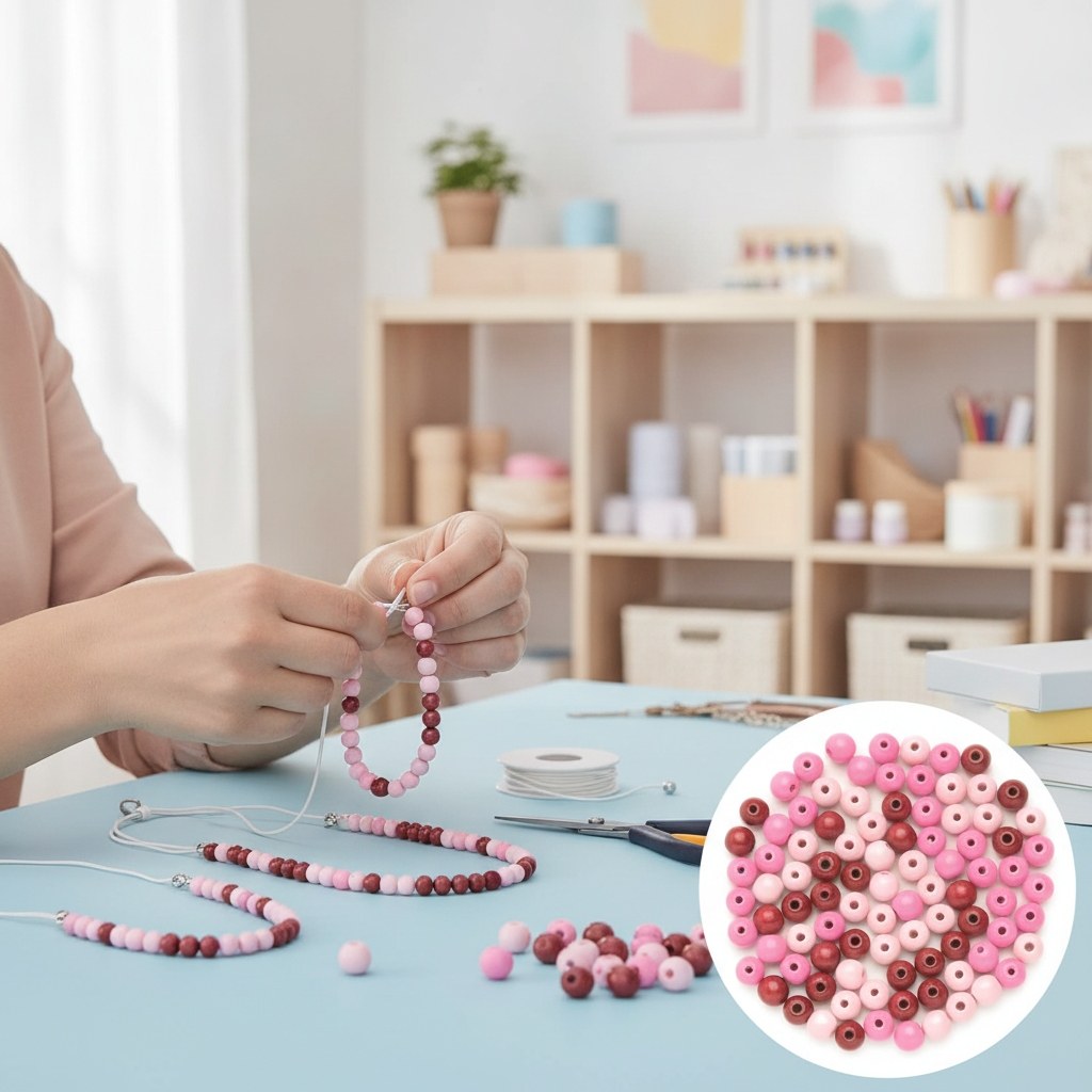 Holzperle 6mm 118St rosa-mix - Kidis Art