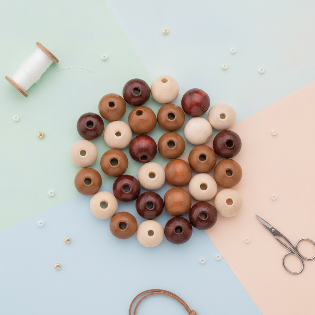 Holzperle 8mm 80St braun-mix - Kidis Art