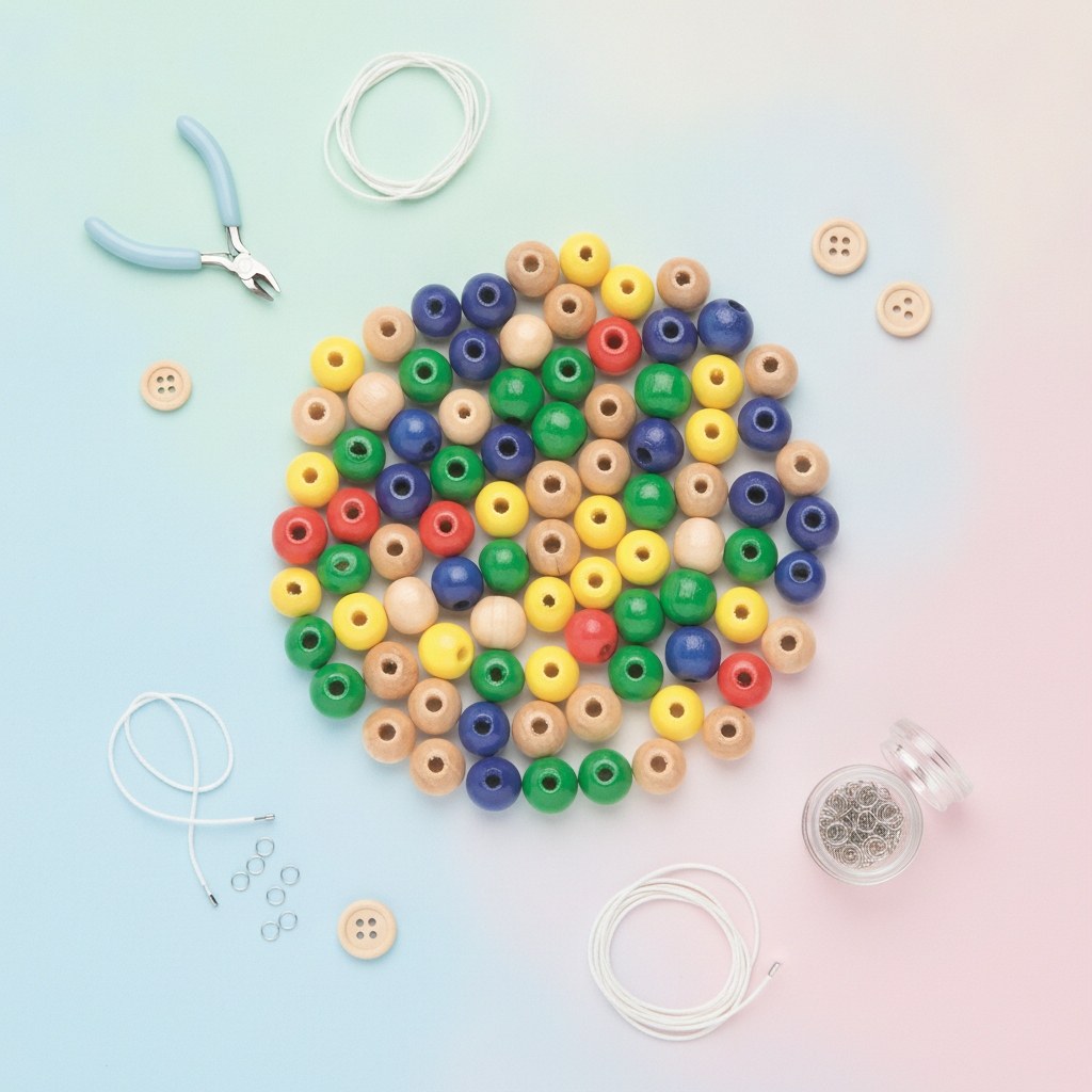 Holzperle 8mm 80St bunt-mix - Kidis Art