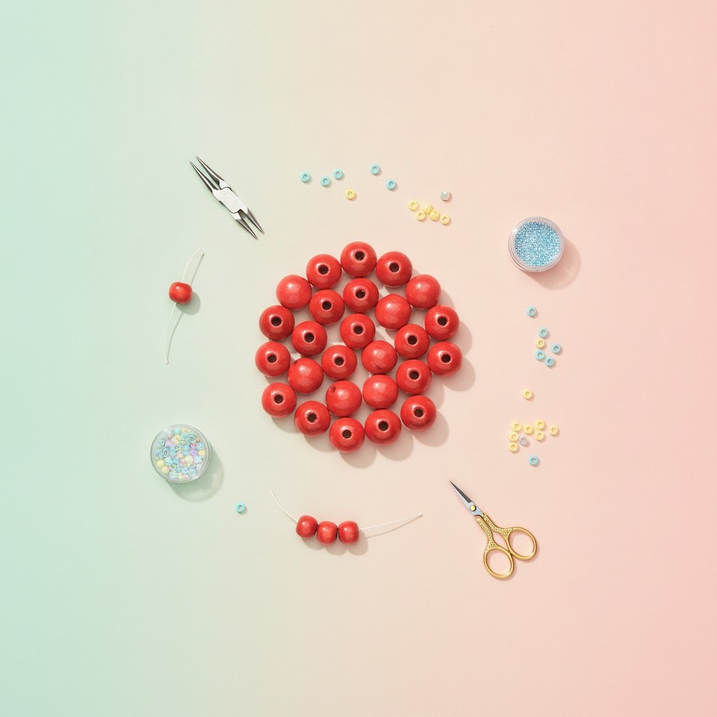 Holzperle 12mm 28St rot - Kidis Art