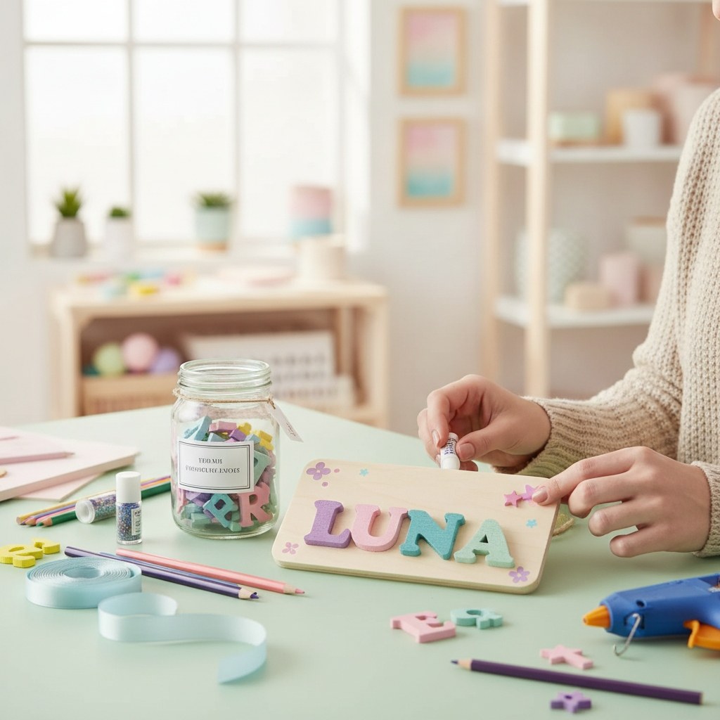 Holzperlen ABC sortiert, 40St./pcs - Kidis Art