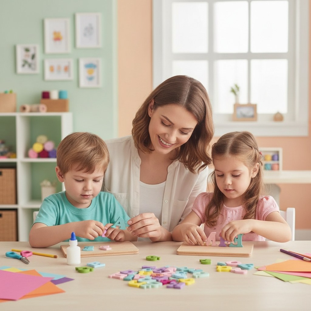 Holzperlen ABC sortiert, 40St./pcs - Kidis Art