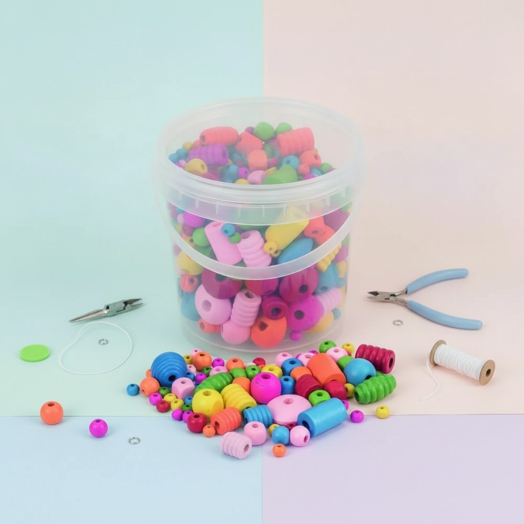 Holzperlen Formenmix bunt 250g - Kidis Art