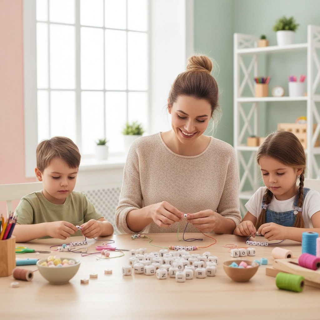 Holzperlen mit Buchstaben 185g - Kidis Art