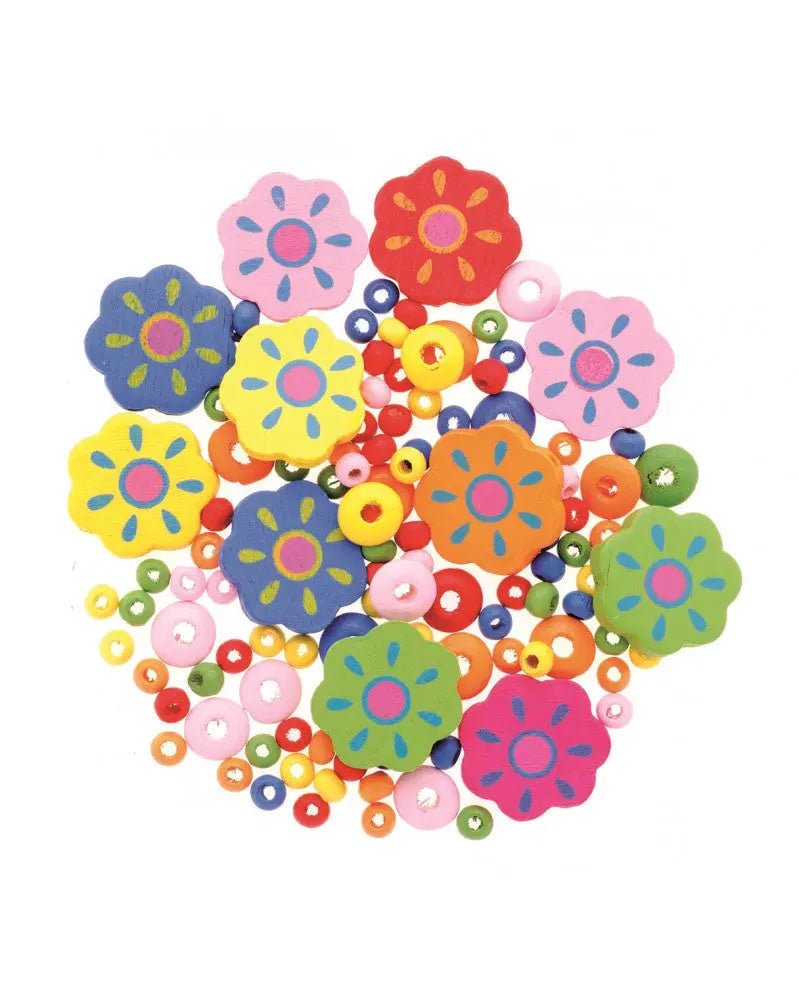 Holzperlen - Mix Blüten bunt, 25 mm - Kidis Art