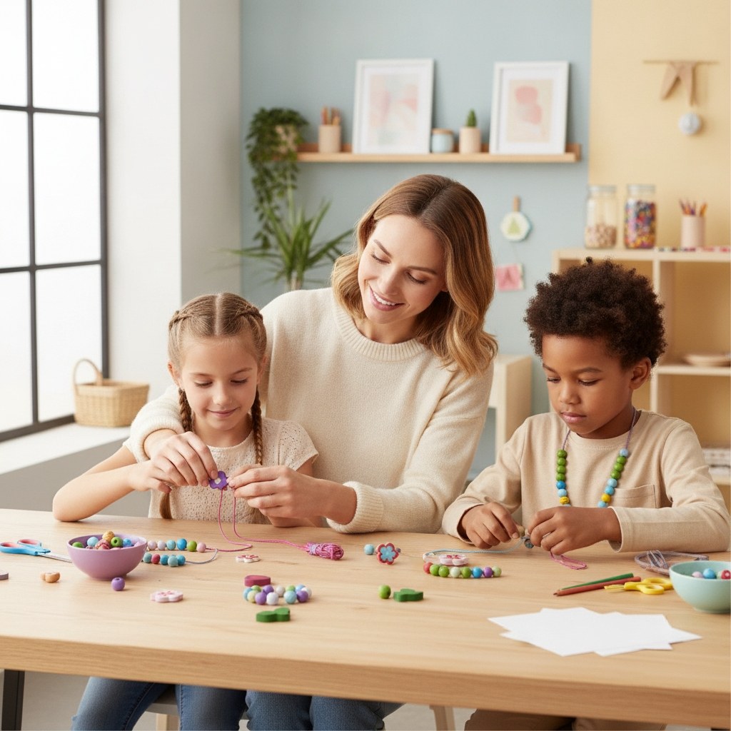 Holzperlen Schmetterling Box, sortiert mit Kordeln-3m - Kidis Art