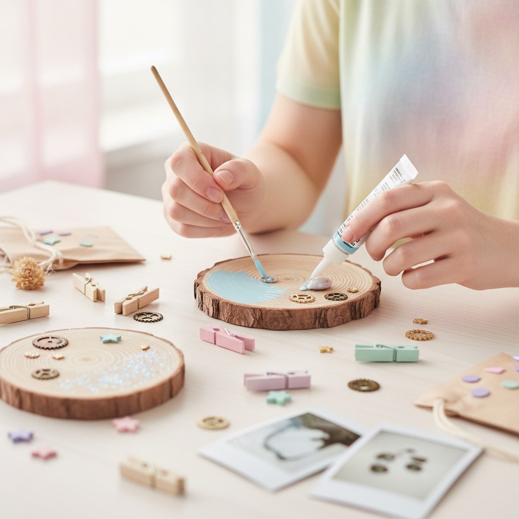 FSC Kiefernholz Holzscheibe 15 cm mit natürlicher Rinde und Jahresringen für DIY Deko