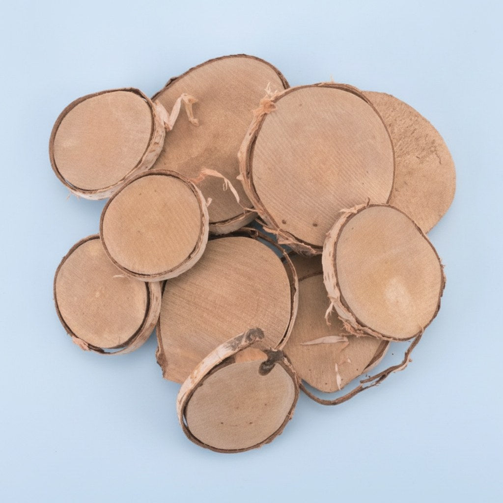 Holzscheiben, rund, 350g sort Birken - Kidis Art