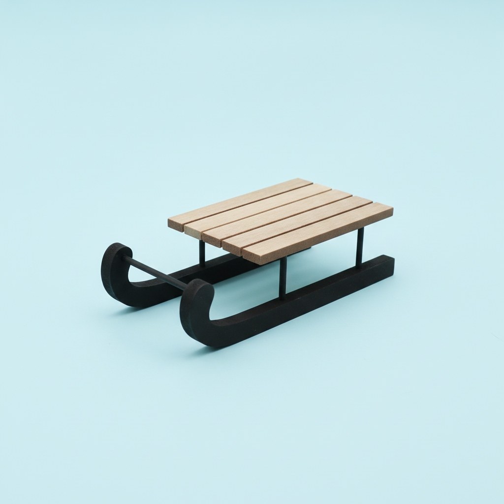Holzschlitten, natur/schwarz 18,8x8x4,8cm - Kidis Art