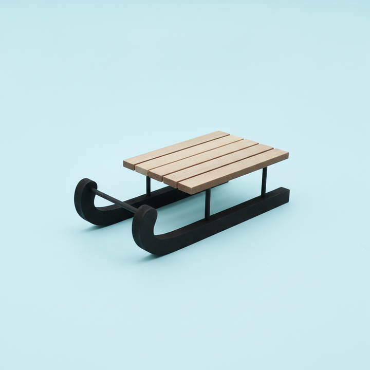 Holzschlitten, natur/schwarz 18,8x8x4,8cm - Kidis Art