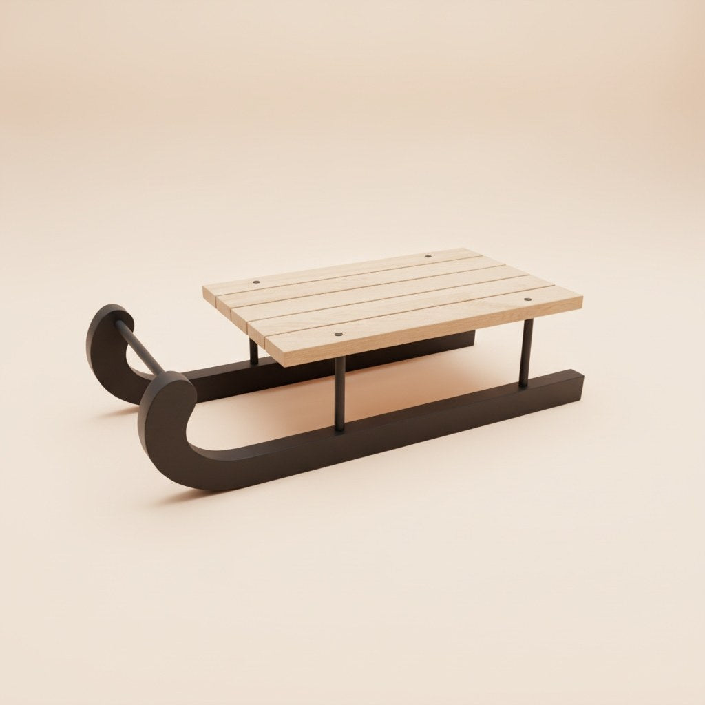 Holzschlitten, natur/schwarz 30x12x8cm - Kidis Art