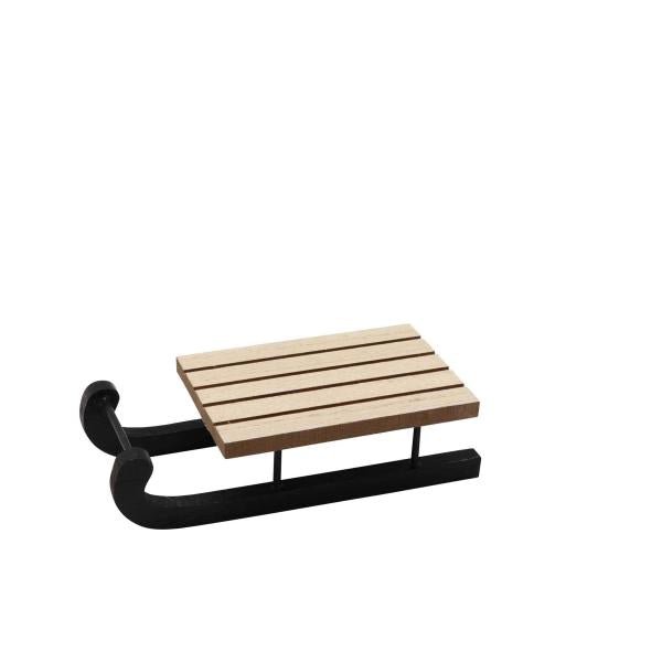 Holzschlitten, natur/schwarz 12,5x5,5x3cm - Kidis Art