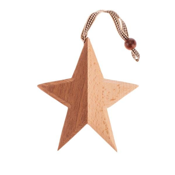 Holzstern, zweifarbig 10x1x10,6cm/20cm Buche+Sapelli - Kidis Art