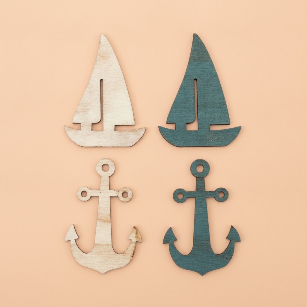 Holzstreuteile Anker / Boote 12St 3x4x0,4cm