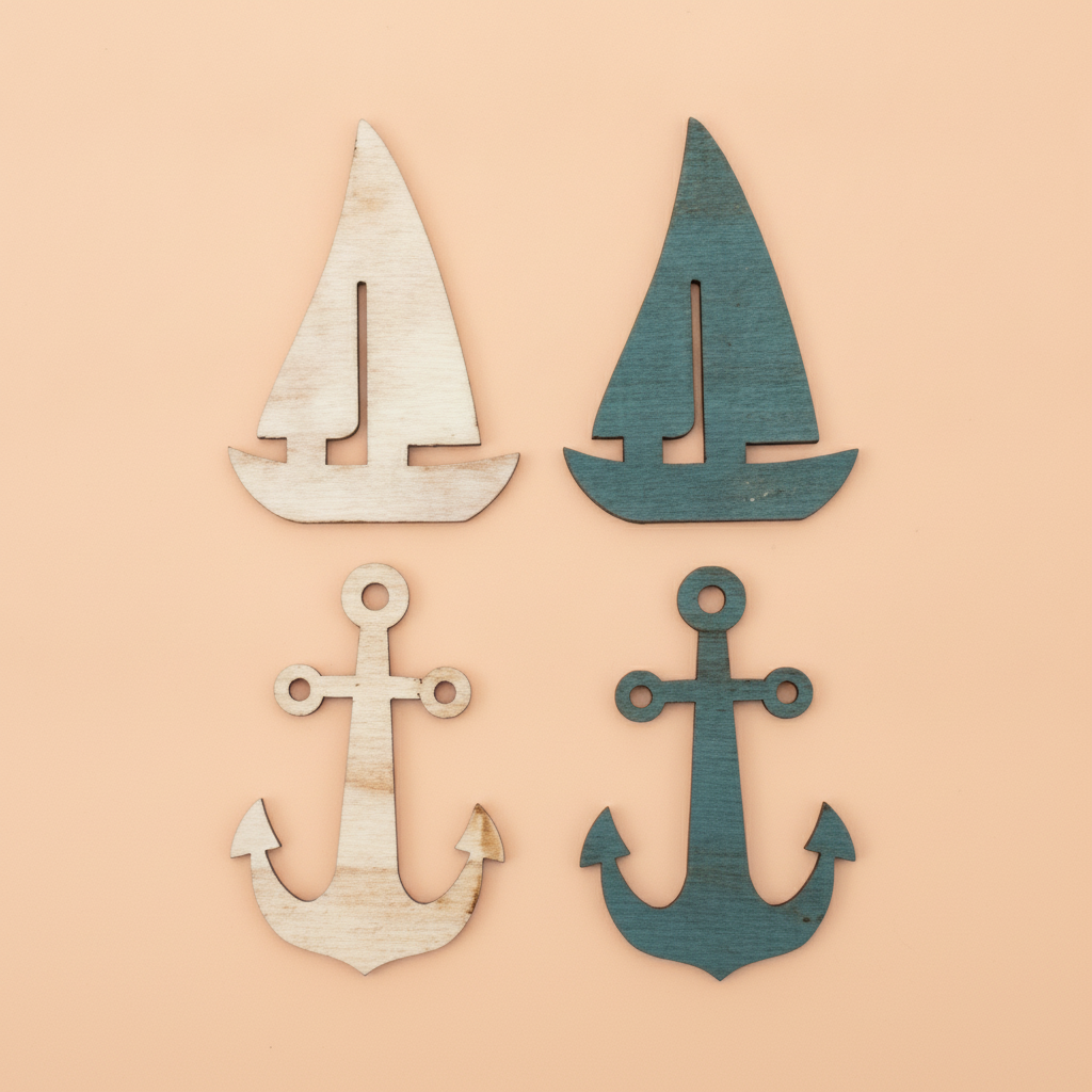 Holzstreuteile Anker / Boote 12St 3x4x0,4cm