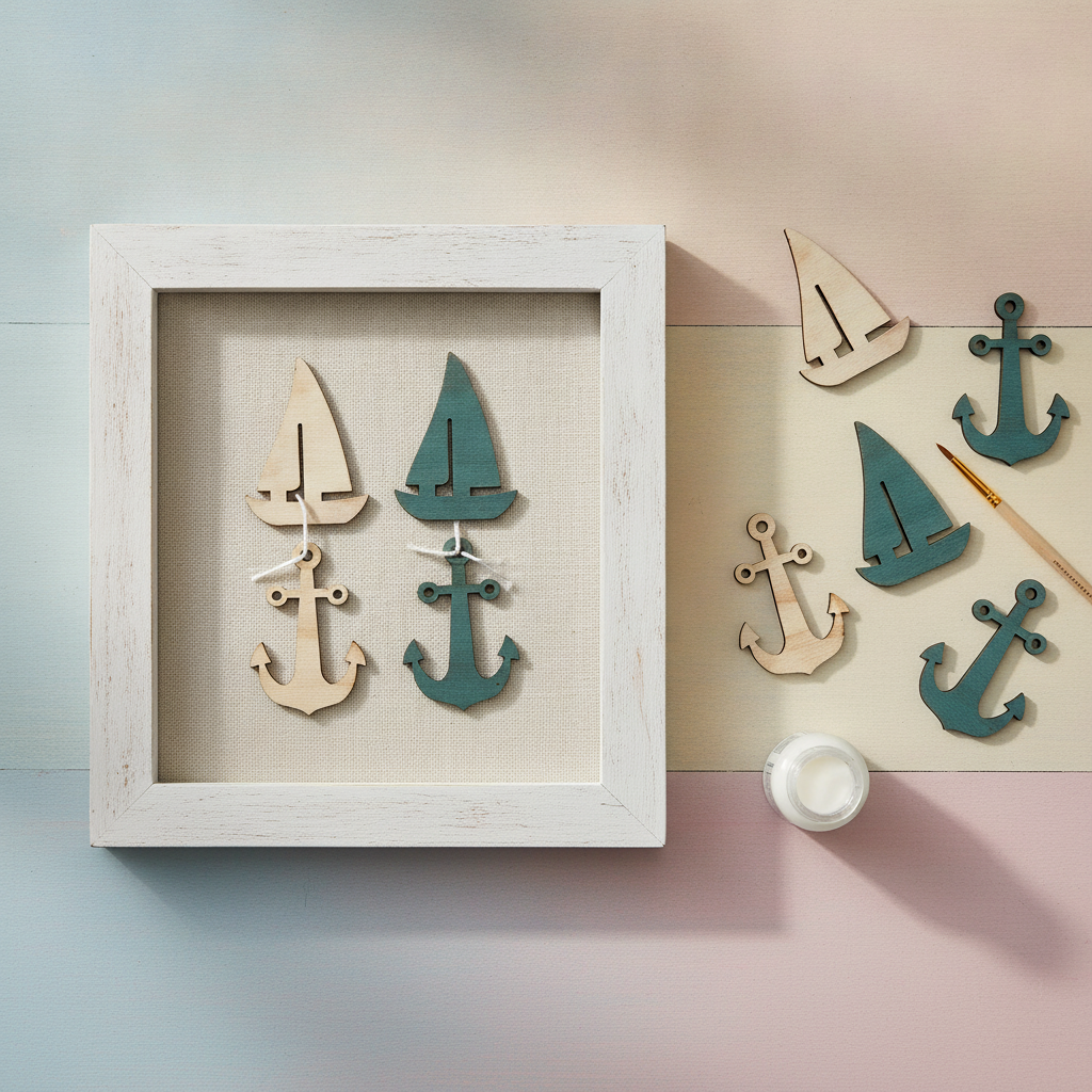 Holzstreuteile Anker / Boote 12St 3x4x0,4cm