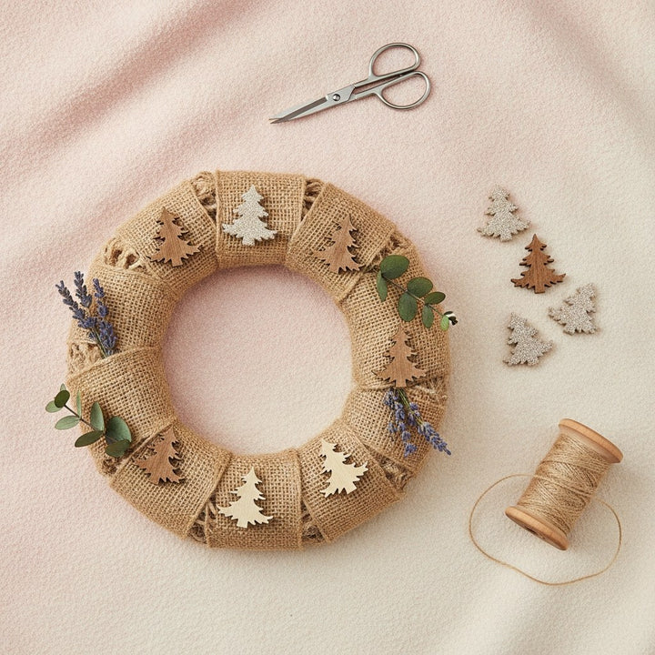 Holzstreuteile, Bäume braun/gold Glitzer, 2cm, 18St. - Kidis Art