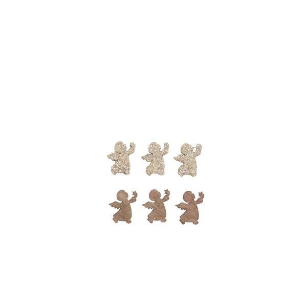Holzstreuteile, Engel braun/gold Glitzer, 2cm, 18St. - Kidis Art