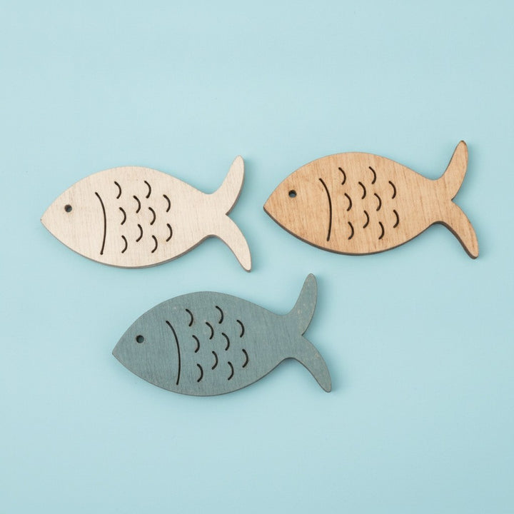 Holzstreuteile Fische 12St 3x4x0,4cm - Kidis Art