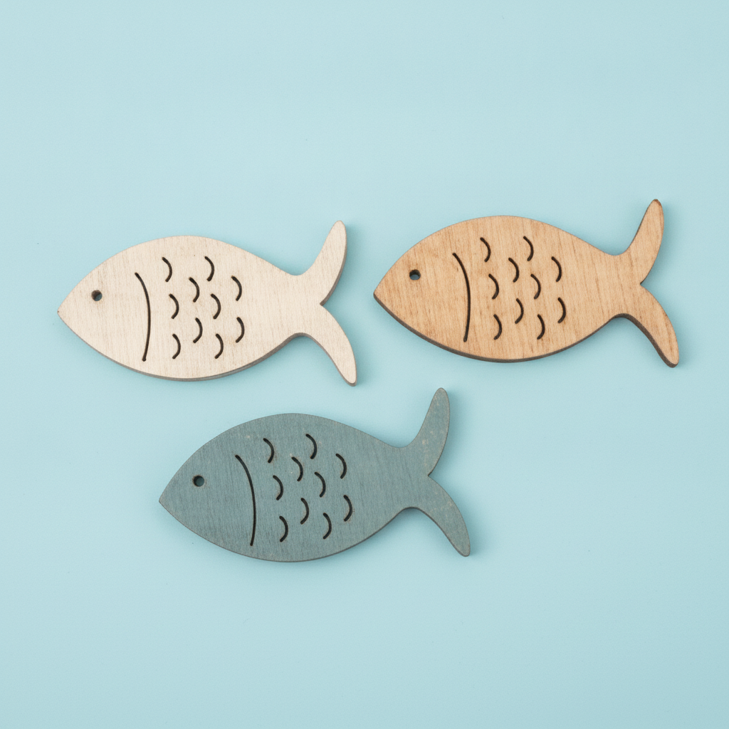 Holzstreuteile Fische 12St 3x4x0,4cm - Kidis Art