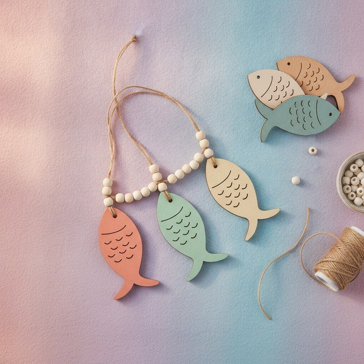 Holzstreuteile Fische 12St 3x4x0,4cm - Kidis Art