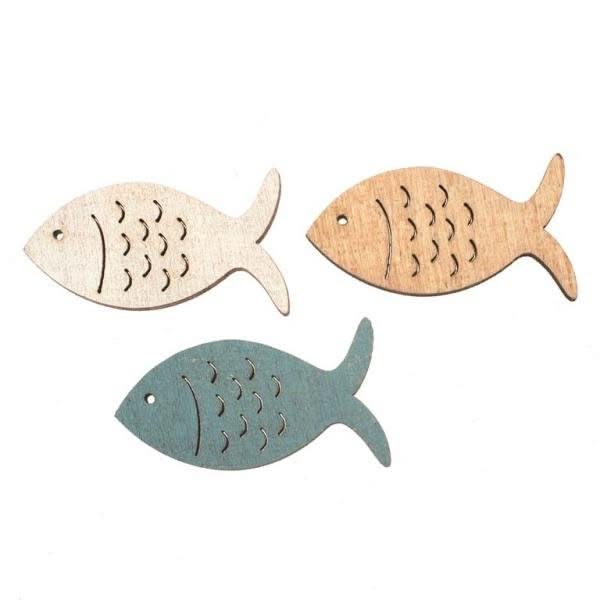 Holzstreuteile Fische 12St 3x4x0,4cm - Kidis Art