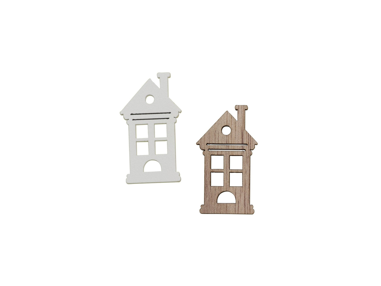 Holzstreuteile, Haus, 6St. natur/weiss 4x2,5x0,4cm - Kidis Art