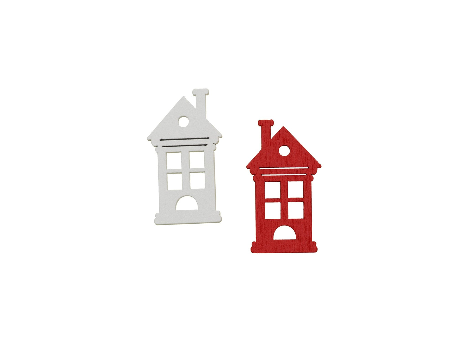 Holzstreuteile, Haus, 6St. rot/weiss, 4x2,5x0,4cm - Kidis Art