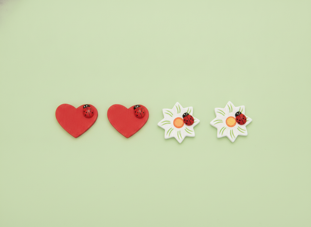 Holzstreuteile Herz/Blume 24St 3,2x3,2cm - Kidis Art