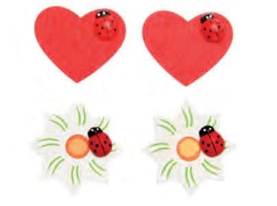 Holzstreuteile Herz/Blume 24St 3,2x3,2cm - Kidis Art