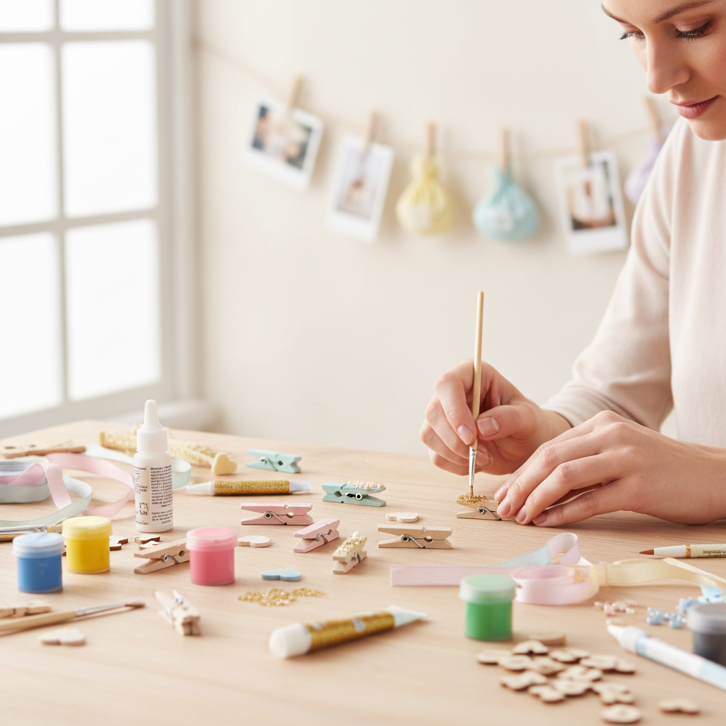 Holzstreuteile, Herzen braun/gold Glitzer, 2cm, 18St. - Kidis Art